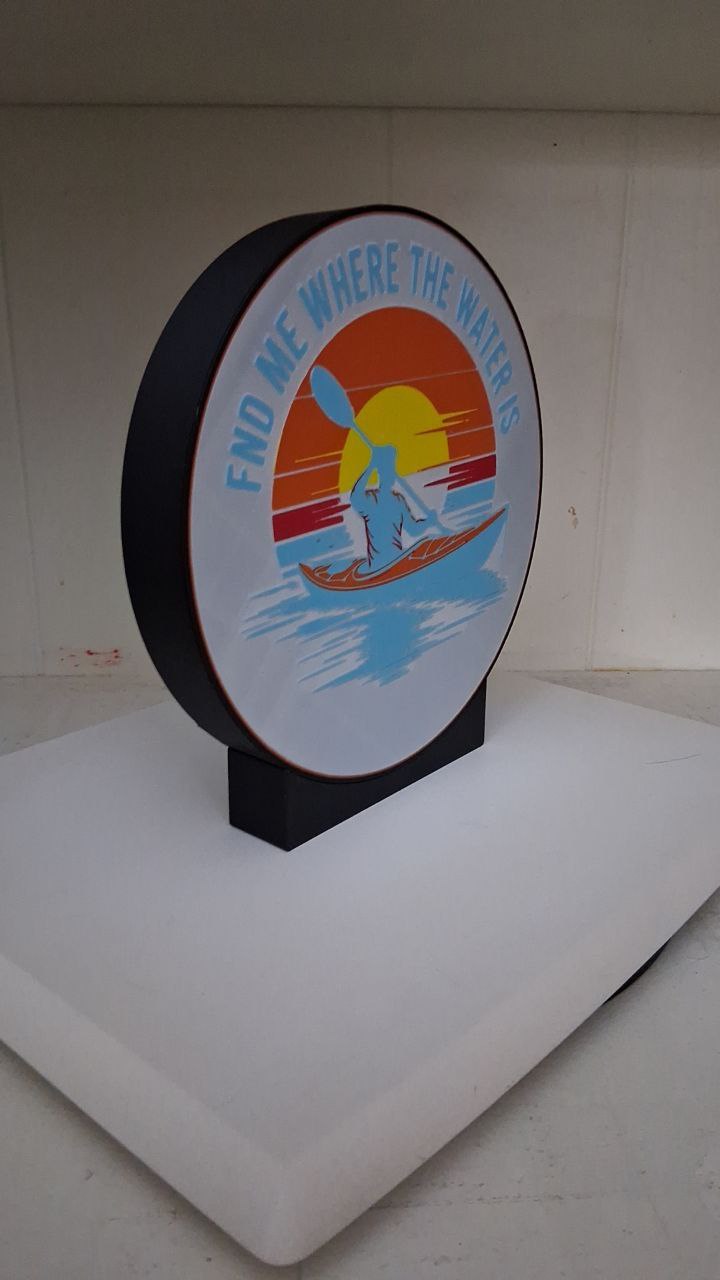 Kayaking Blue LED light box – custom 3D printed – Lit Layer Creations